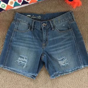 Madewell distressed, jean shorts, size 24